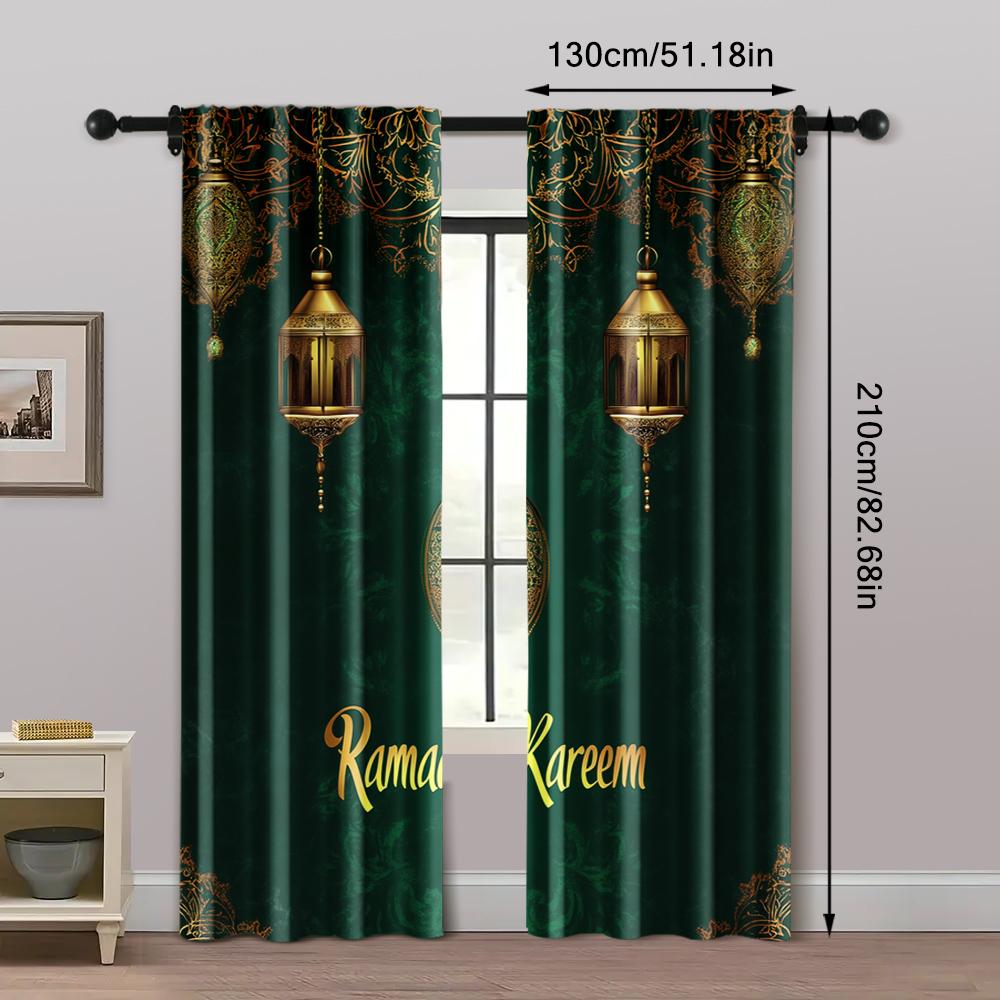 2pcs, Curtains Modern Ramadan Kareem Mandala Polyester Woven (without rod) Versatile All for Season Home Decor for Living Room &