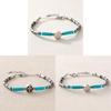 Mens Black Stainless Steel Cross Bead Bracelet With Turquoise Stone For Fashion And Gift