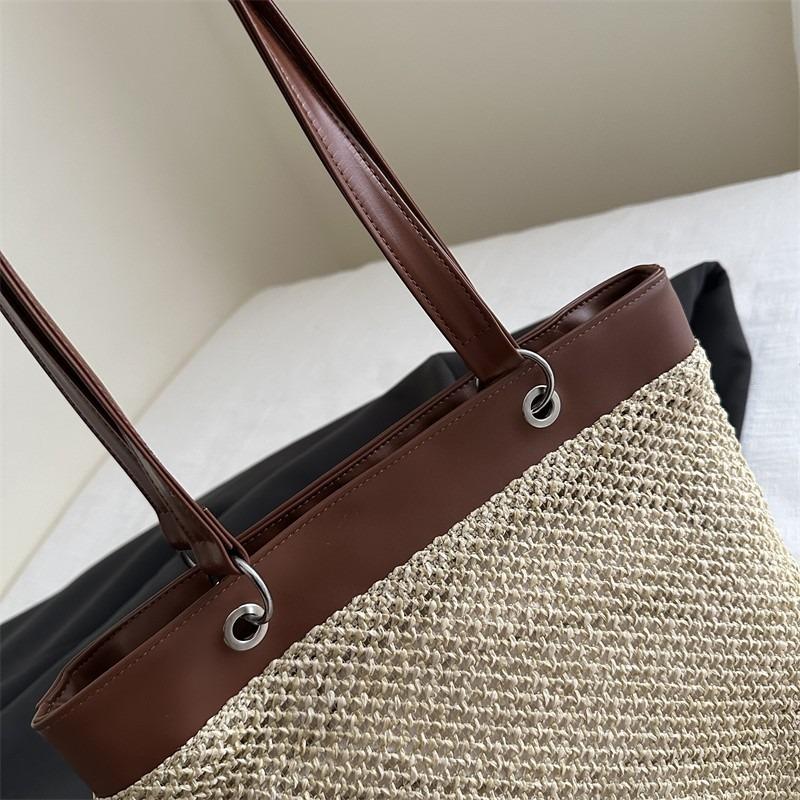 Retro straw bag handbag women's vacation beach style casual versatile niche shoulder bag