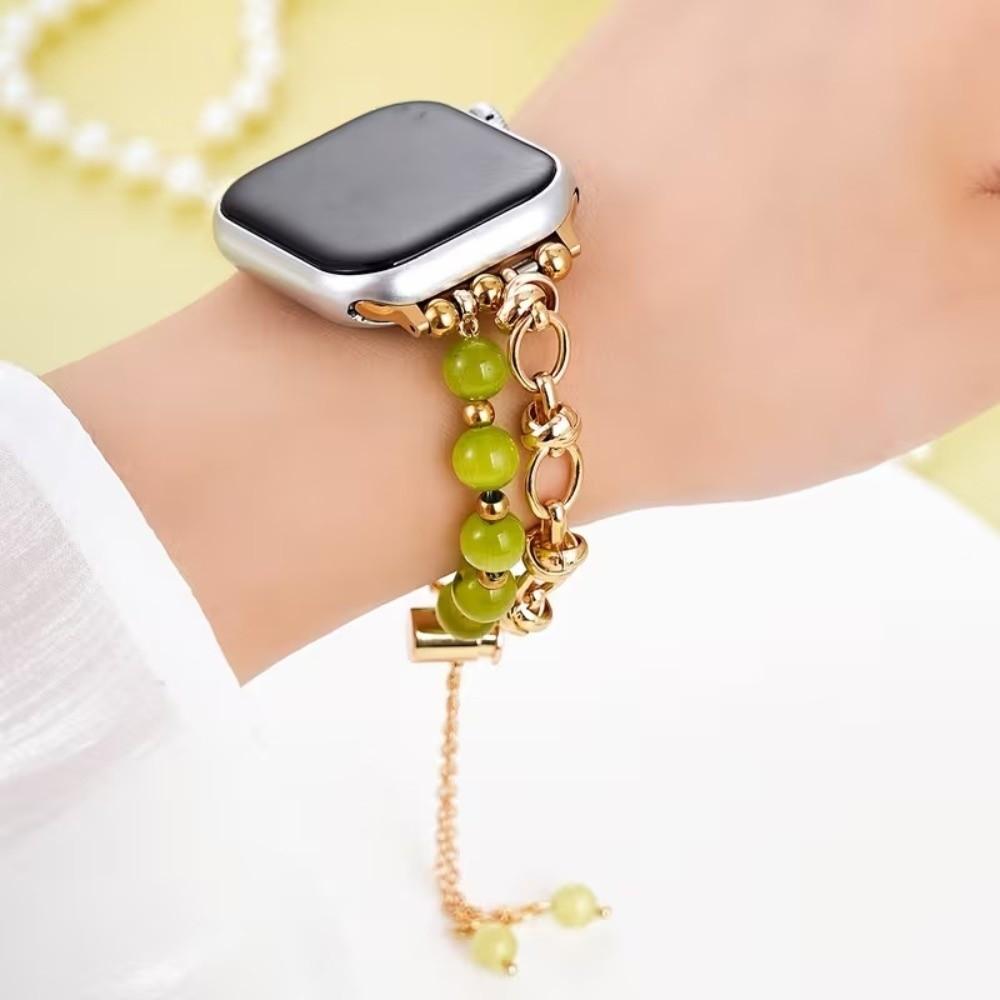 38/40/41/42/44/45mm Beads Metal Link Strap Crystal Adjustable Watch Band for Apple Wristband Universal Beads Bracelet Loop Strap