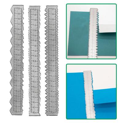 3Pcs 8.54" Carbon Steel Metal Paper Tearing Ruler Irregular Edges Paper Cutting Ruler Wavy Edge Measuring Tool for School Office Card Making DIY Craft