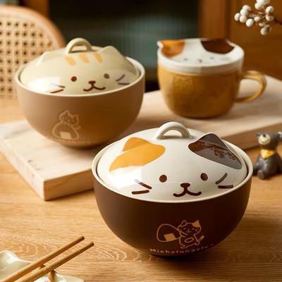 Ciotola Ceramica Giapponese per Noodles con Coperchio – Carina Ciotola per Ramen, Noodles e Zuppa per Casa o Regalo
