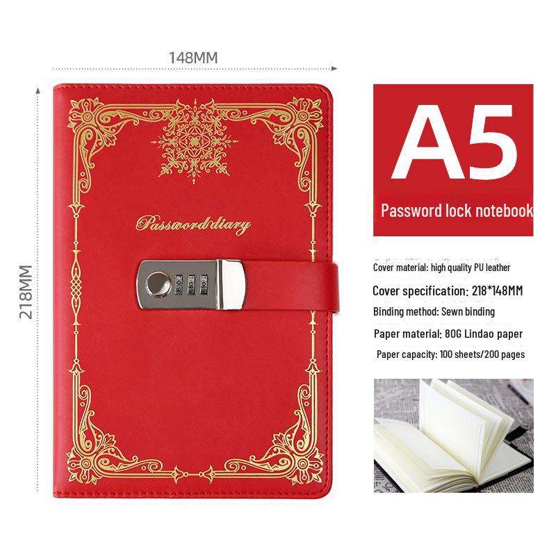 European Retro Canvas Lock Diary: Secure Password Notebook for Students