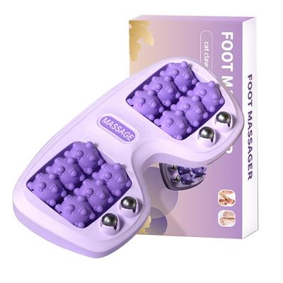Cat Paw Design Foot Roller Relaxer, Shiatsu-Style Reflexology Massager for Home & Office Use, Lightweight and Compact (Purple)