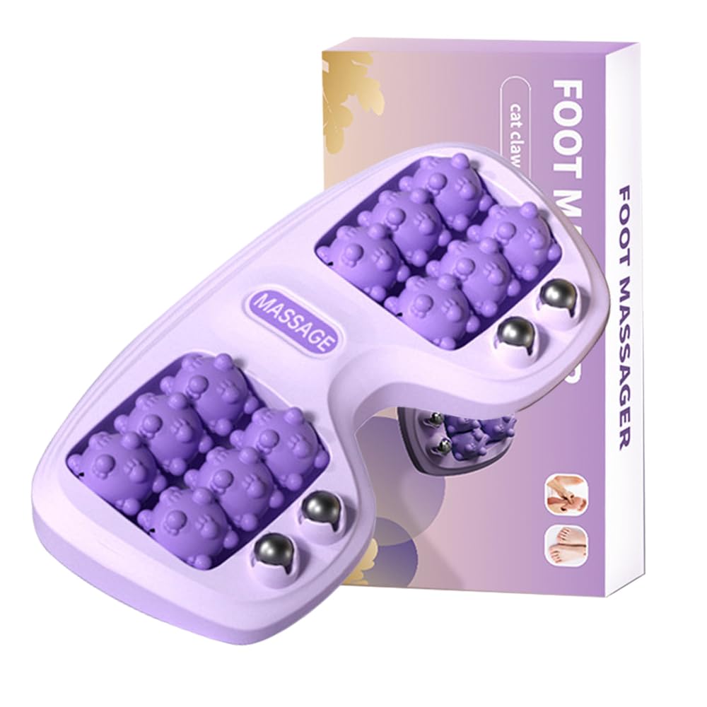 

Cat Paw Design Foot Roller Relaxer, Shiatsu-Style Reflexology Massager for Home & Office Use, Lightweight and Compact (Purple)