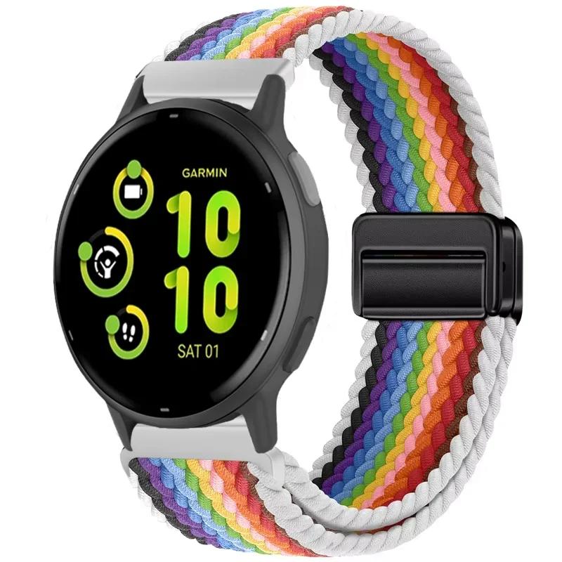 20/22mm Nylon Strap for Garmin Forerunner 55 165 970 570 965 955/Venu 4 45mm Magnetic Band Garmin Vivoactive 5 6/Vivomove Trend