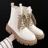 New Gothic Style Chunky Platform White Women Ankle Boots Big Size 42 Elegant Plush Walking Comfy Woman Boots D433