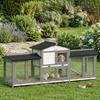 Large Rabbit Hutch 2-Tier Wooden Ramp 230 X 53 X 93.5cm Light Grey