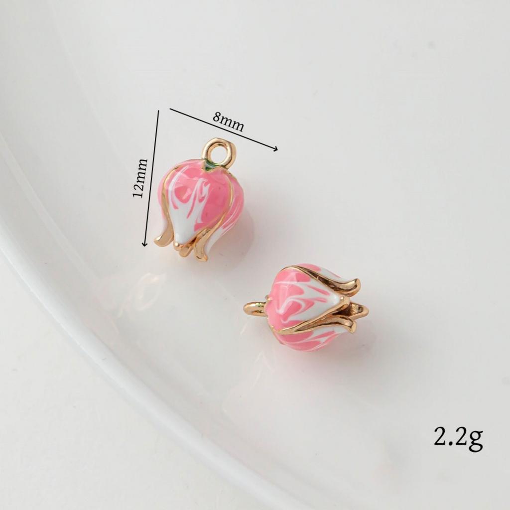 2 PCs Brass Charms 18K Gold Plated Fruit Enamel Pomegranate Peach Strawberry Apple Pendants For DIY Necklace Jewelry Making