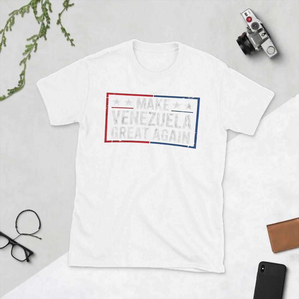 Vintage Make Venezuela Great Again TShirts for Unisex Round Neck Cotton T Shirts Short Sleeve Tee Shirt Gift Idea Clothing