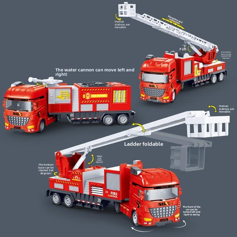 Inertia Large Fire Rescue Truck Toy For Boys With Water Gun And Ladder For Imaginative Play