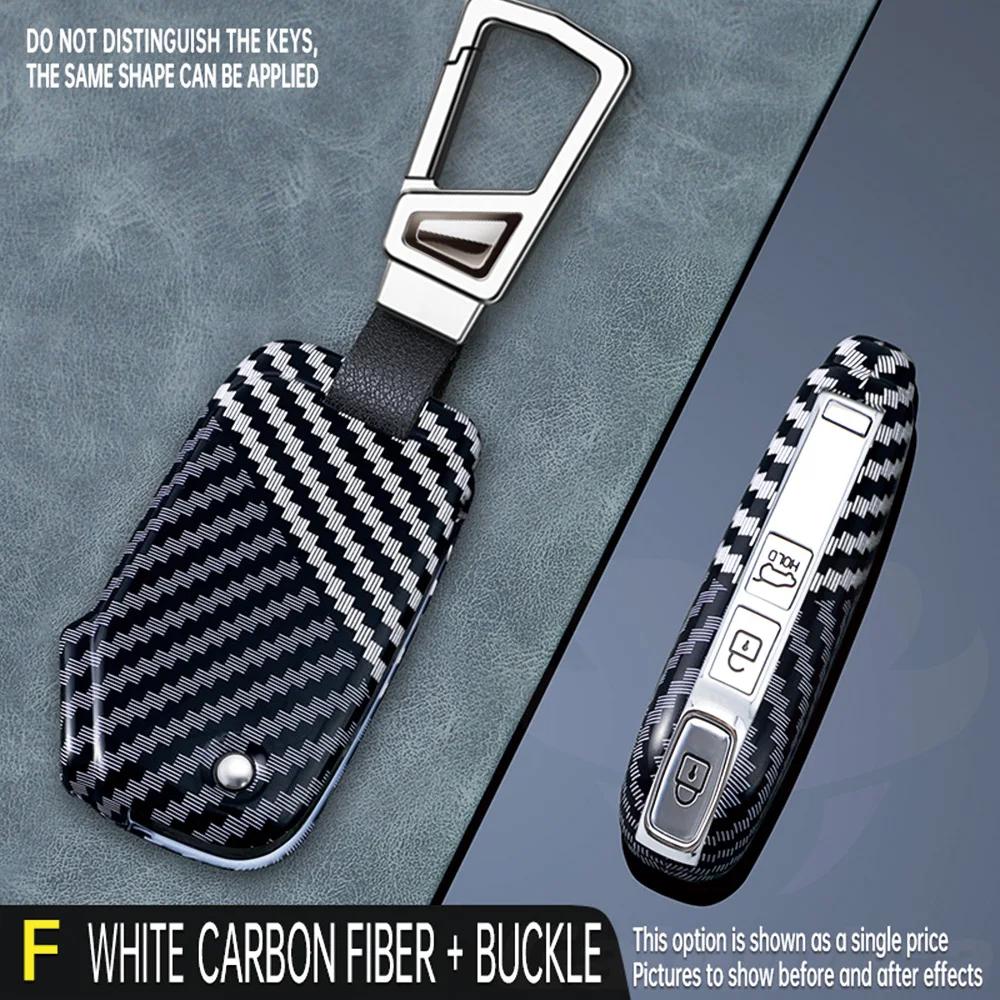 3 4 Botton Carbon Fiber Shell Fob Holder For Kia Sportage R Stinger Gt Sorento Ceed Cd Cerato Forte   Car Key Case Cover