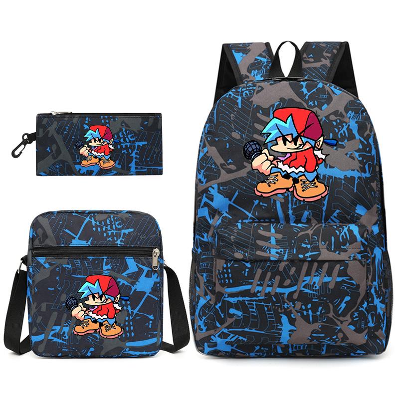 Classic Popular Friday Night Funkin Printed 3pcs/Set Pupil School Bags Laptop Daypack Backpack Inclined Shoulder Bag Pencil Case