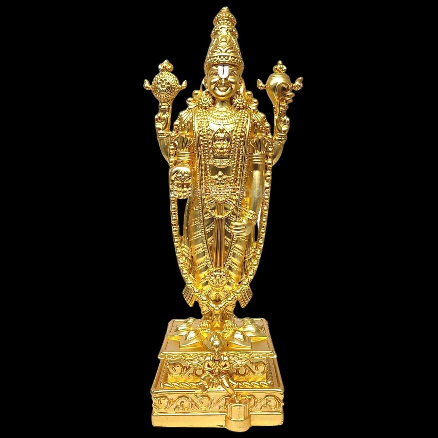 

Господь Тирупати Баладжи Позолоченная Матовая Идол с Гарудой для Приборной Панели Автомобиля | Идол Вишну Джи для Офисного Стола Мурти Венкатешвары Свами для Дома