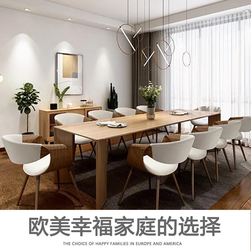 Nordic Kitchen Dining Chair - Simple Solid Wood Design with Leather Accent, Perfect for Home, Balcony & Leisure Writing