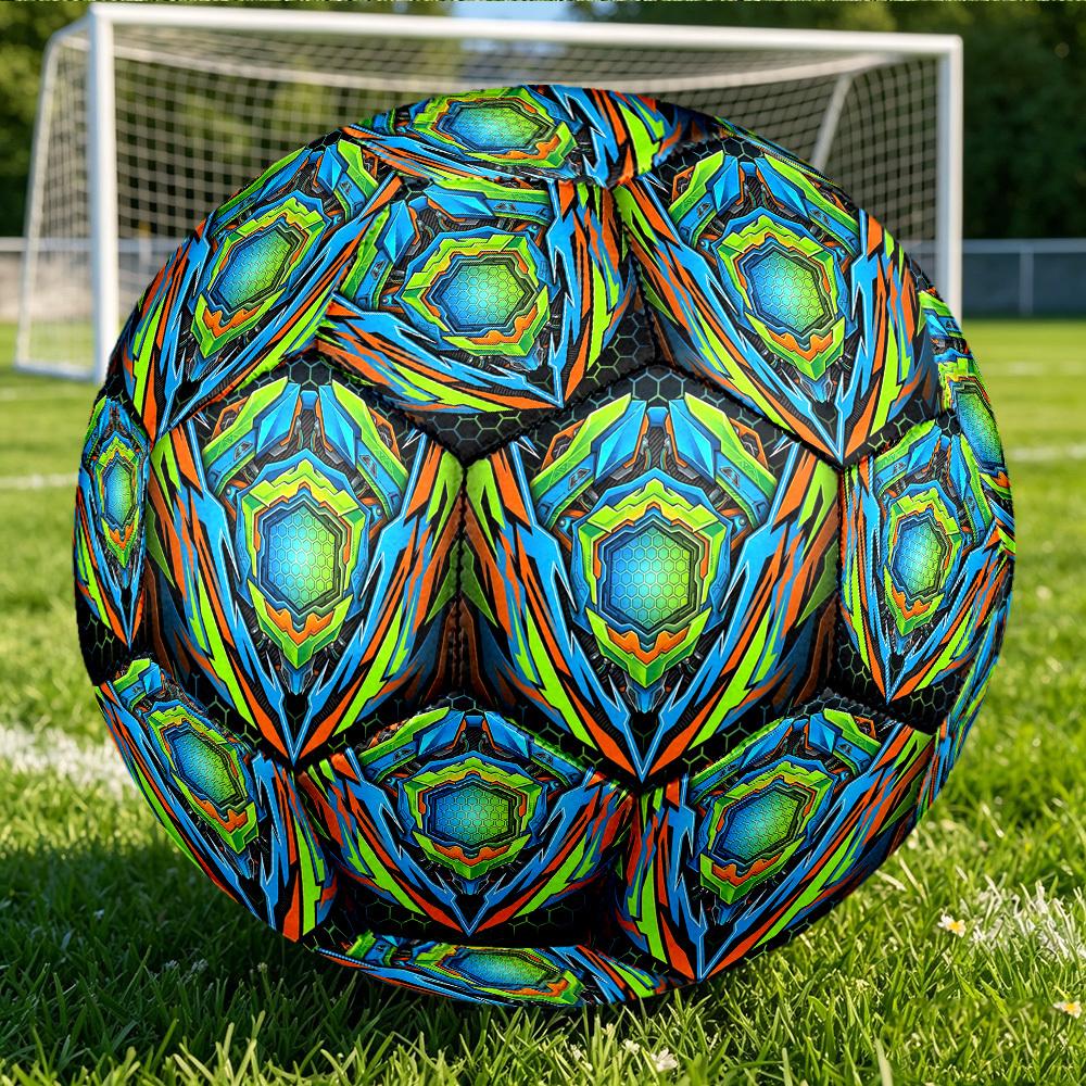 1 pièce Ballon de football Thème Armure Hexagonale, Taille 5, Matériau PVC Léger, Ballon de Football d'Entraînement Extérieur Cadeau. q62299