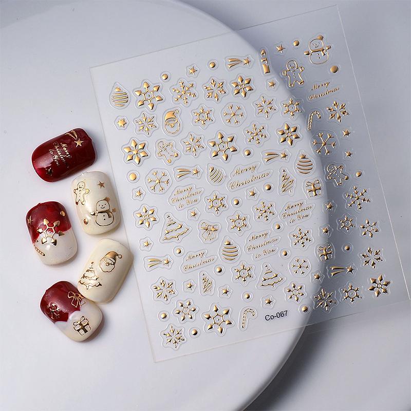 

Ins Золотая тисненая рождественская елка 5D Рельефные трехмерные наклейки для ногтей B