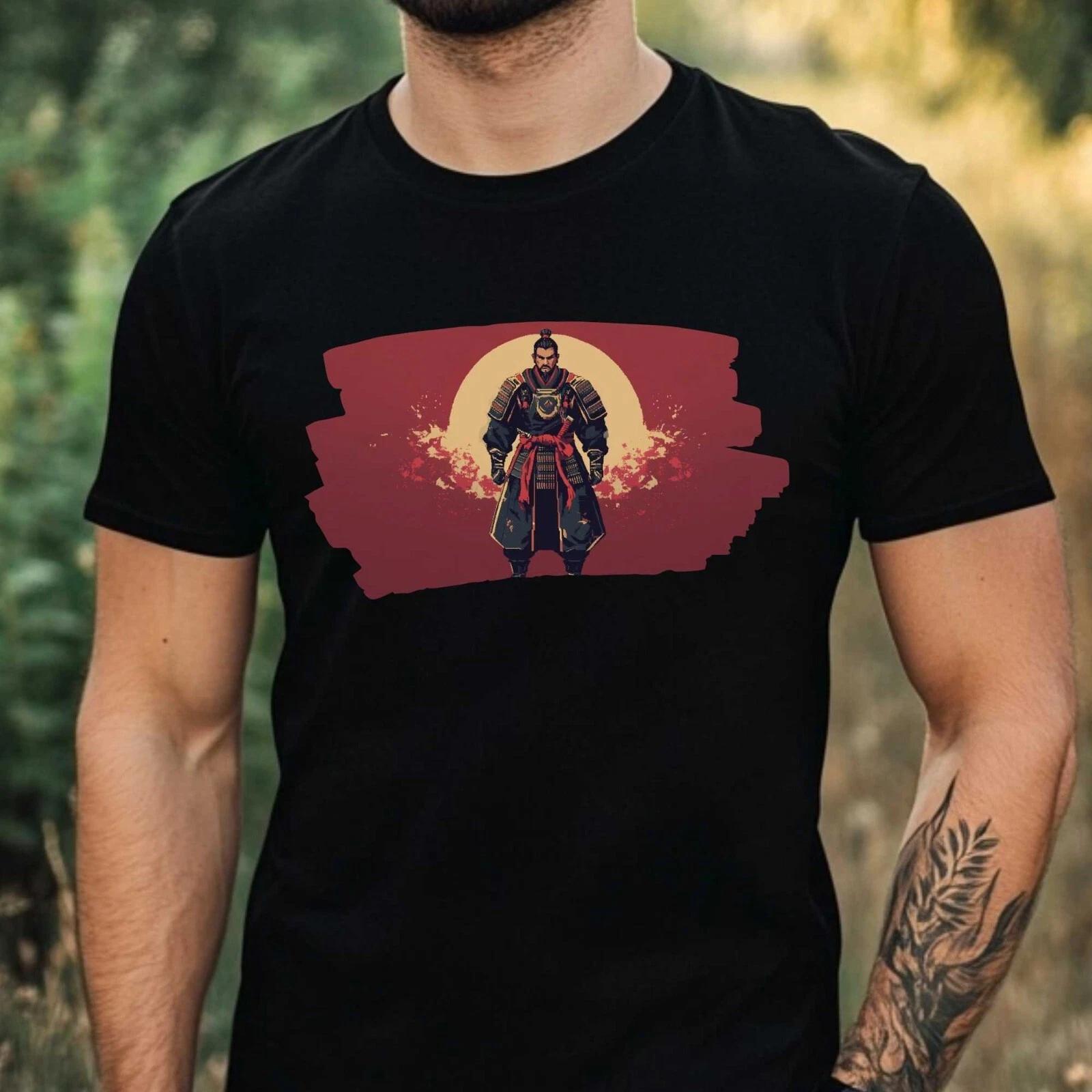 T-Shirt Herren Samurai Pixel Art Motiv Baumwolle Größe XS bis 5XL XS