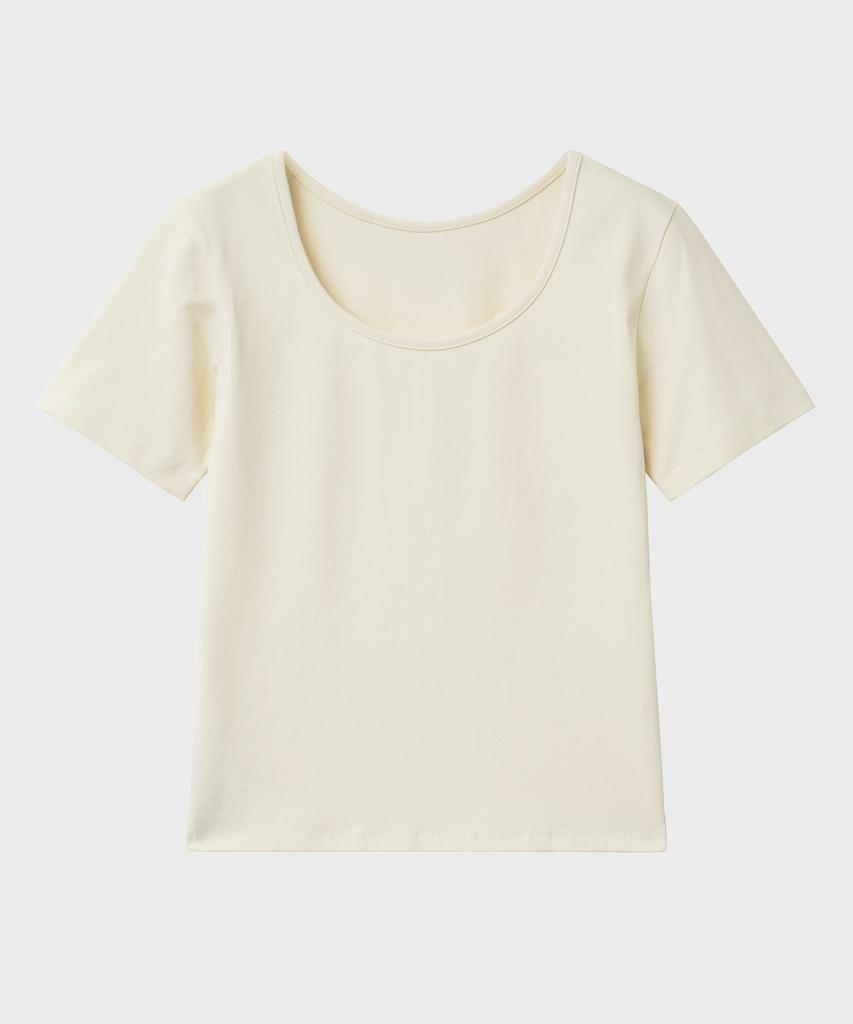 NOIRER FOR WOMAN U-Neck Two-Way T-Shirt (Cream)