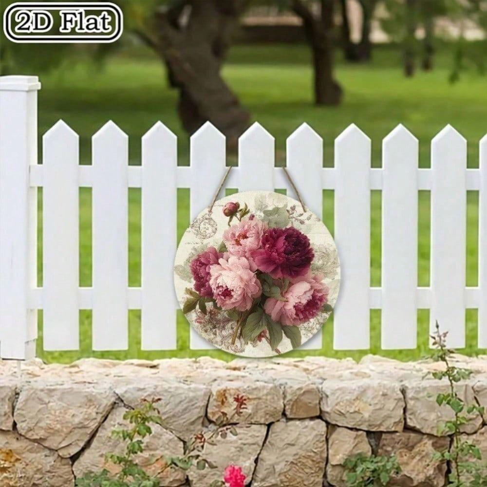 Vintage Pink Peony Metal Wall Art Decor