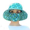 Women's Lightweight Floral Bucket Hat with Detachable Face Cover Breathable Anti-UV for Hiking Camping Vacation
