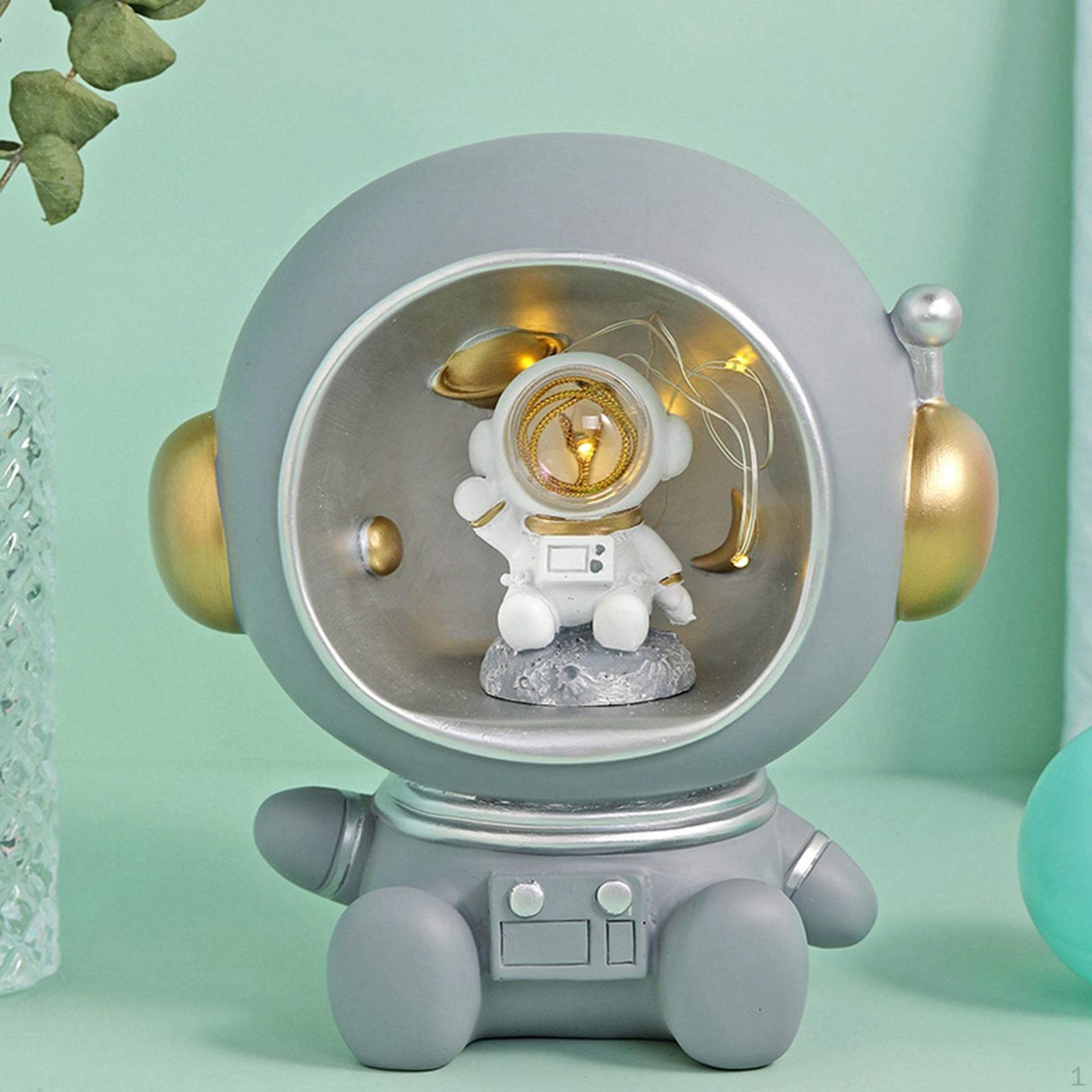 Astronaut Figurine Money Box Outer Space Figure Statue Light Spaceman Piggy Desktop Ornament Party Face Mask