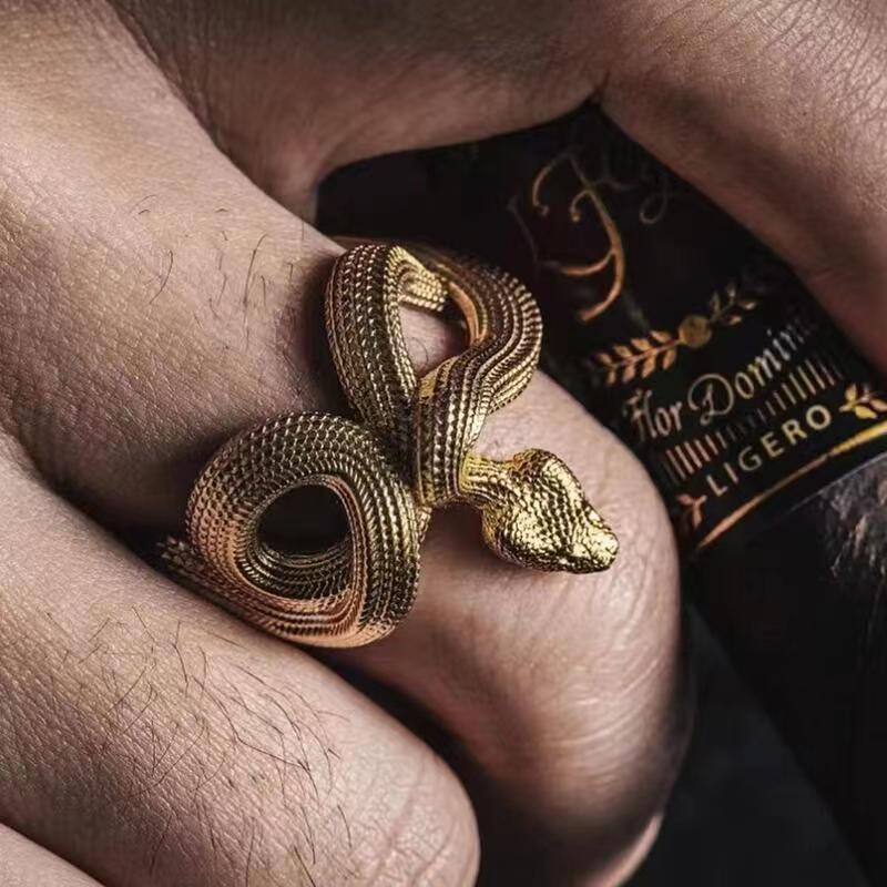 Retro Python Ring Dark Punk Style Three-dimensional Snake Ring Snake Winding Ring