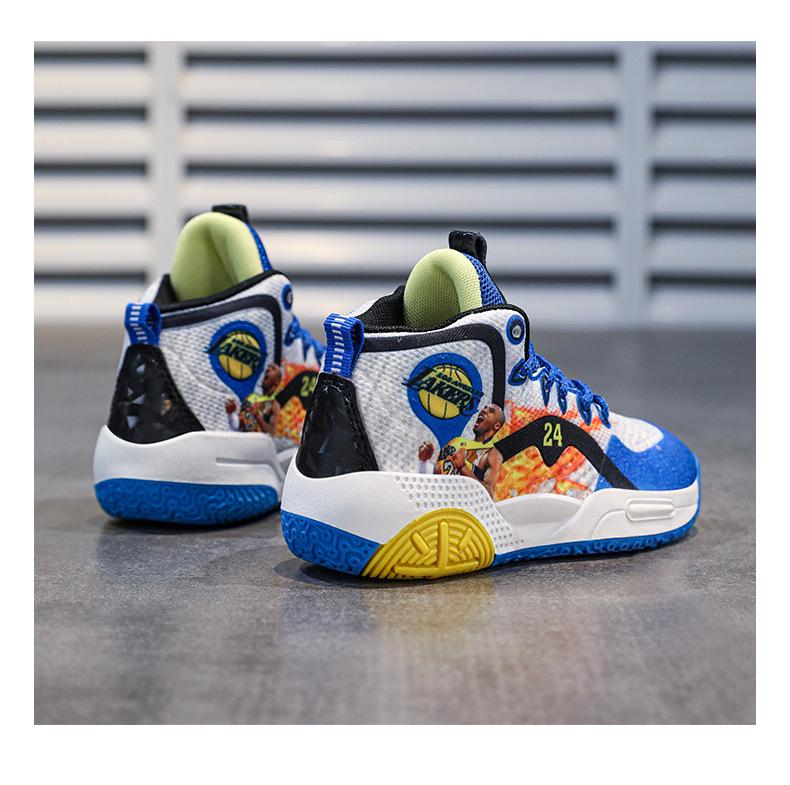 Boys' Soft-Soled Basketball Shoes, 2025 Spring/Autumn Kobe Shock-Absorbing Sports Boots for Big Kids & Primary Students