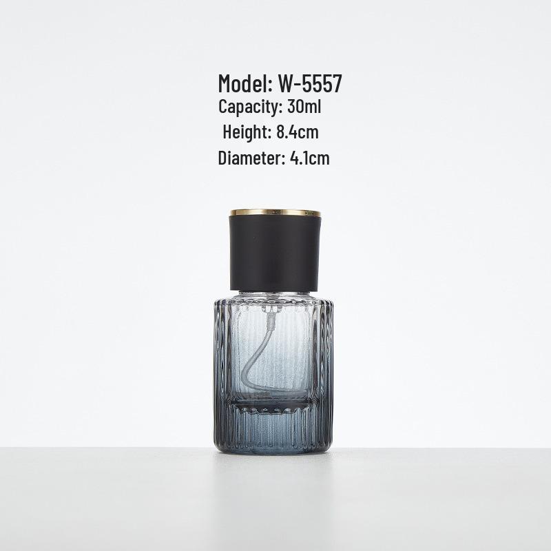 Gradient Vertical Stripe Glass Perfume Bottle, 30ml Fine Mist Screw Cap
