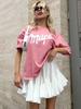 Dopamine Retro-Style Loose Fit Cotton T-Shirt with American and European Print