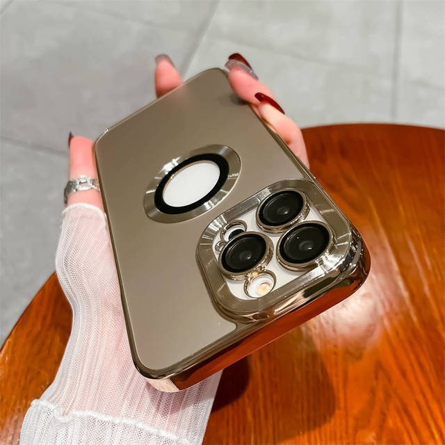 Shockproof Lens Protector Plating Telefon Fall Für Iphone 14 13 12 11 Pro Max 14 Plus 11 Logo Loch Stoßstange business Girl Zurück Abdeckung