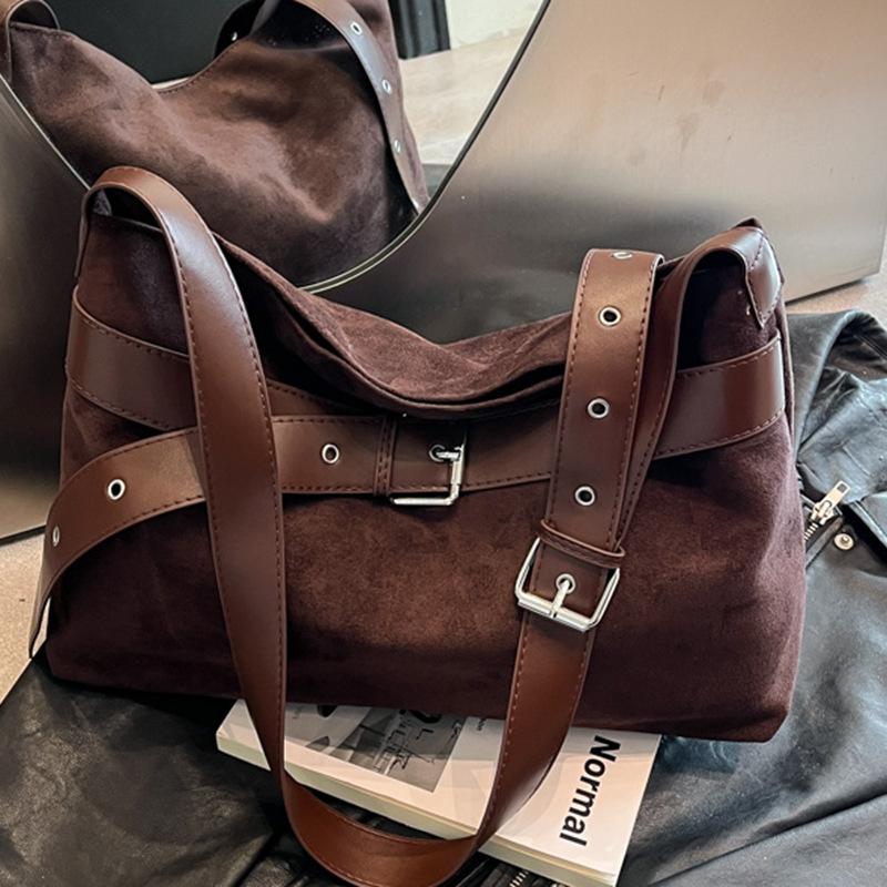 Lazy Wind Retro Matte Suede Winter New Shoulder Bag Simple Bag Large Capacity Commuter Bag