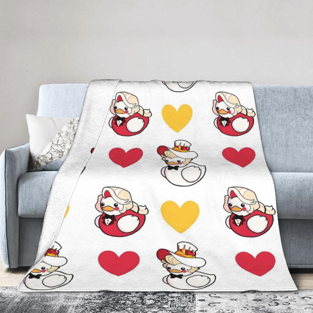 Lucifer and Charlie Rubber Ducks Hazbins Hotels Blanket Flannel Summer Portable Soft Throw Blanket for Sofa Travel Rug Piece