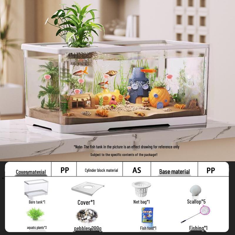 Acvariu compact ecologic 2025 pentru peștișori aurii cu filtrare, oxigenare, capac - Ideal pentru sufragerii mici