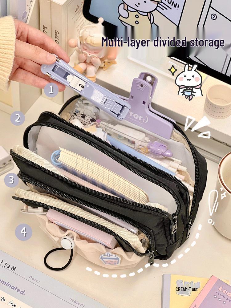 High-Capacity Cute Pencil Case for Girls - Perfect for Elementary and Junior High Students
