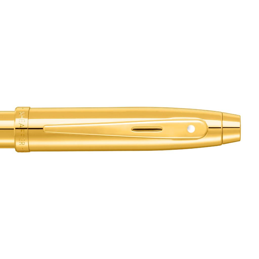Sheaffer 100 9372 Glossy PVD Gold Ballpoint Pen with PVD Gold Trim
