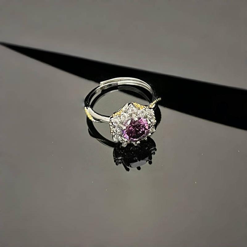 Super Flash Lila Zir*****Stiftring, Leichter Luxus und Kaltes Gefühl, Hochwertiger Temperamentring, Nischendesign-Accessoires Damen