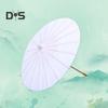 2Pcs White Paper Umbrella Chinese Style DIY Crafts Decorative Oil-paper Painting Umbrella Wooden Handle Oriental Parasol Party Favors