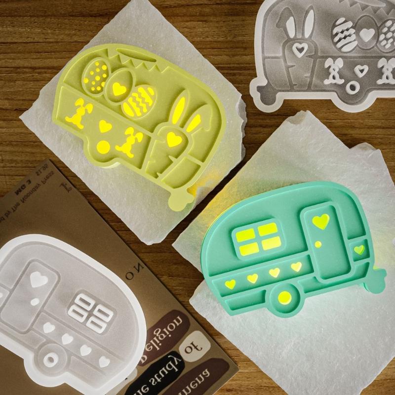 2Pcs Toy Bus Silicone Candle Stand Molds for Epoxy Resin Candle Holder Tealight Stand Bus Silicone Candlestick Molds