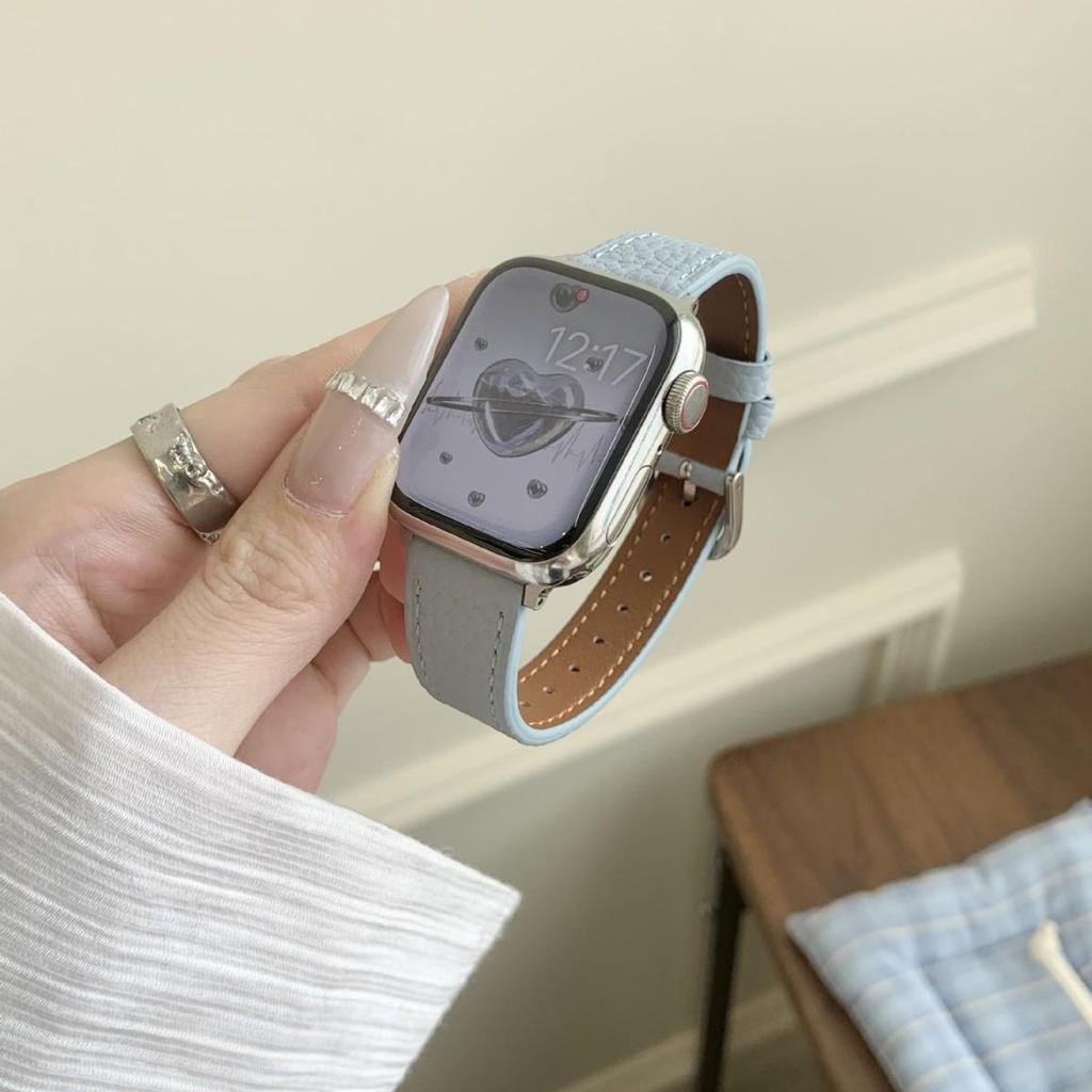 Pasek z cielęcej skóry licowej Lychee Grain do zegarków Apple Watch S10/iWatch 98765SE i Huawei GT5/GT4 – styl damski