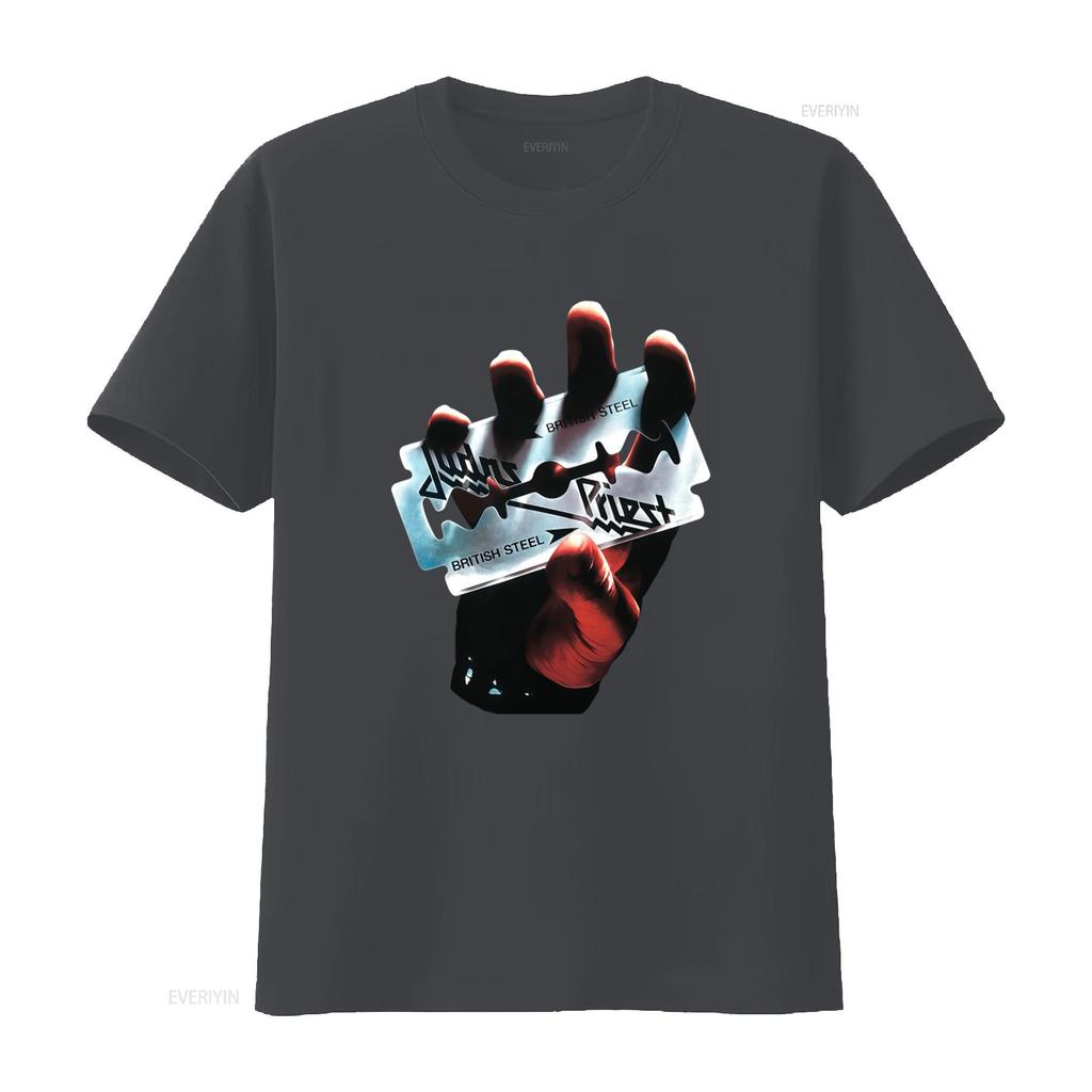 Judas Priest British Steel Unisexs Slim Fit 2xl T Shirt Global New Vintage Top For Everyday Wear Casual Soft
