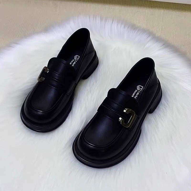British style small leather shoes French retro platform shoes low heel black loafers 2025 spring and autumn single shoes uniform shoes women
