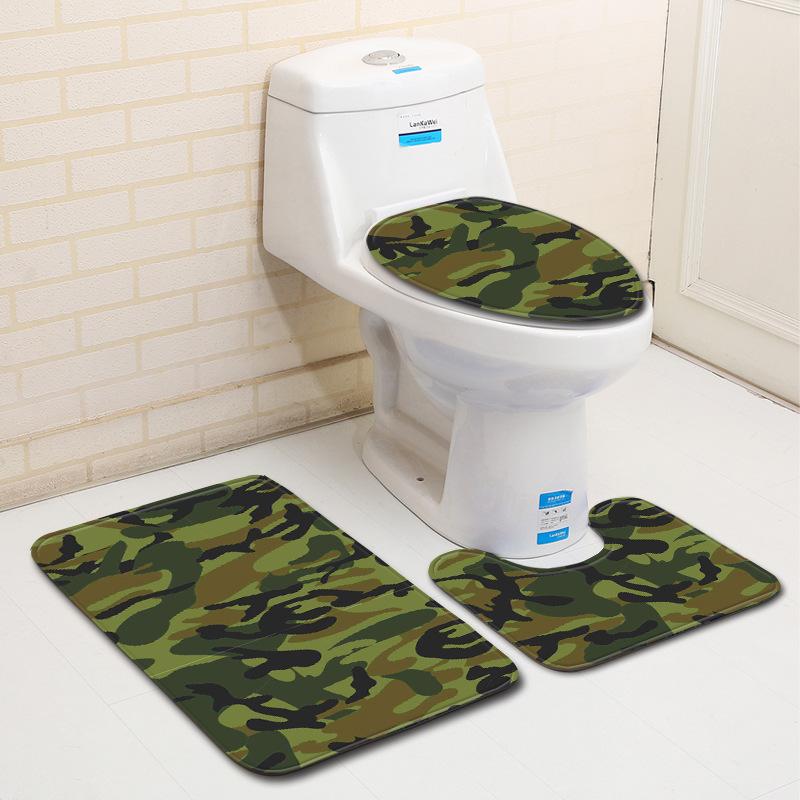 

Camouflage Bathroom Toilet Three-Piece Floor Mat Doormat Bathroom Carpet 45*75cm