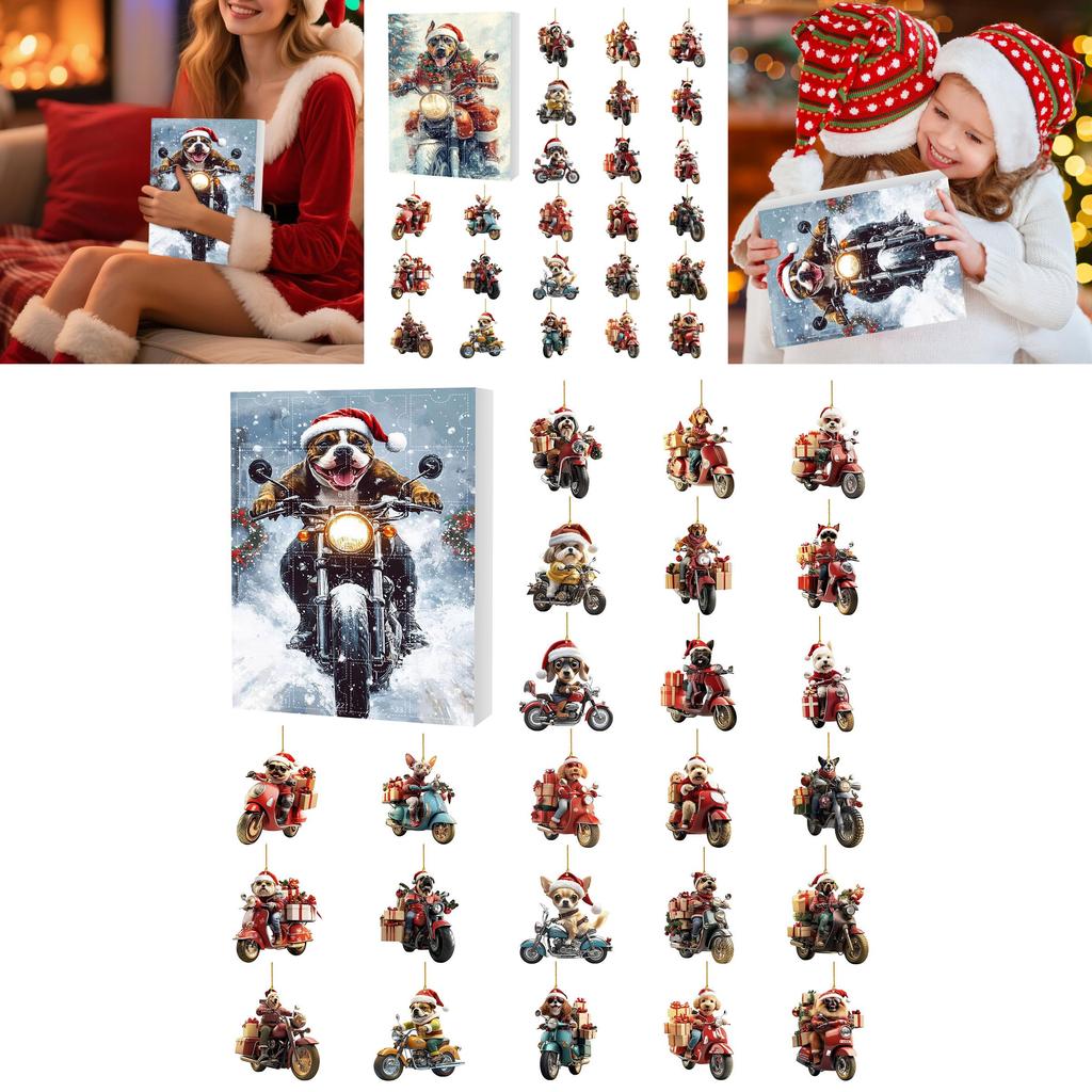 Christmas Dog Themed Advent Calendar With Acrylic Material And 24 Decor Accessories For Holiday Decor