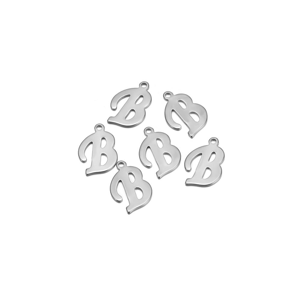 50pcs Stainless Steel Cursive Font 26 Letter Pendant Alphabet Charms Necklace Pendant DIY Jewelry Bracelet Making Earrings Craft