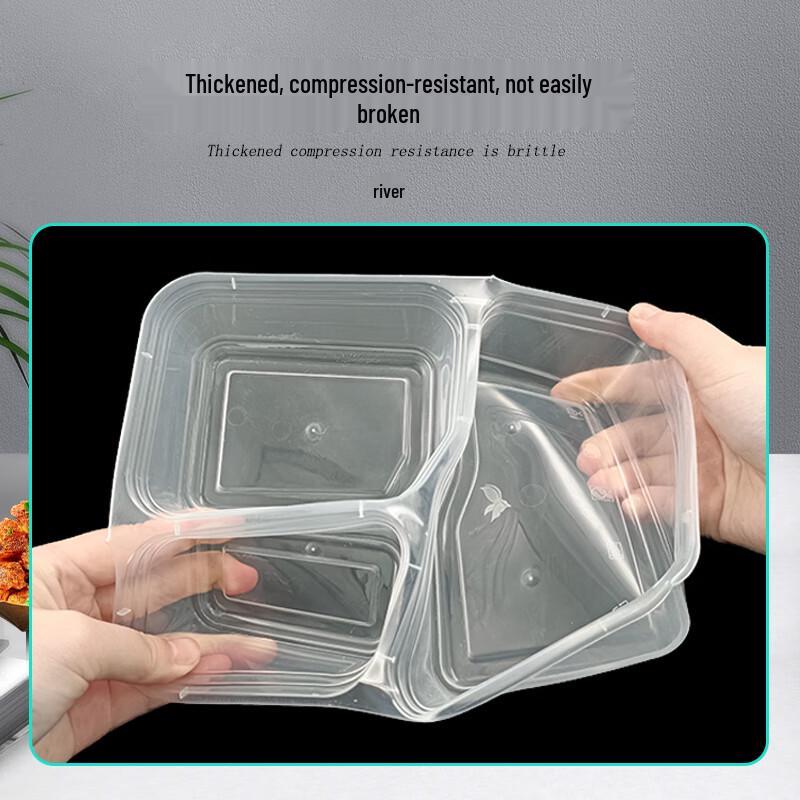 Disposable 3-Compartment Clear Meal Boxes with High Lids