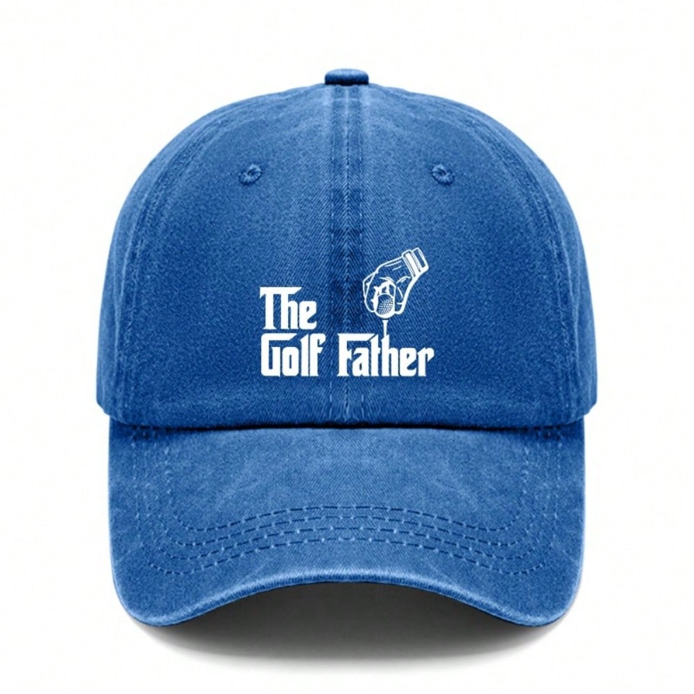 [Vintage Baseball Cap] The Golf Father Print Polyester Soft Adjustable Curved Brim Casual Outdoor Sports Golf Hat For Dad Gift
