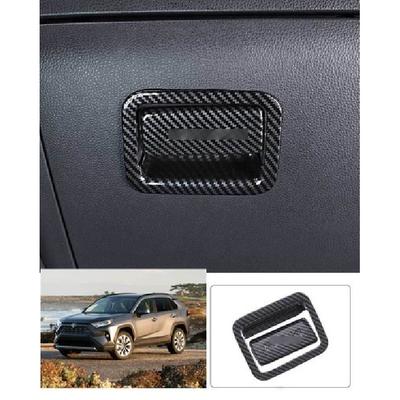For Toyota RAV4 2019-2023 Carbon Fiber Passenger Storage Box Handle Cover Trim<