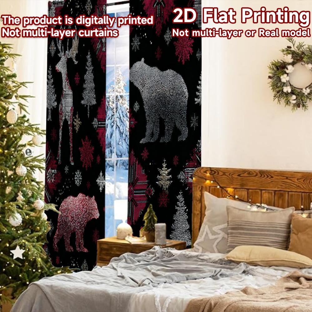 2 Stück, 2D-FLACHDRUCK Vorhänge (Ohne Stange) Wildscape Muster Digitaldruck auf Feiertagsvorhängen Stoffvorhänge Dekorationen