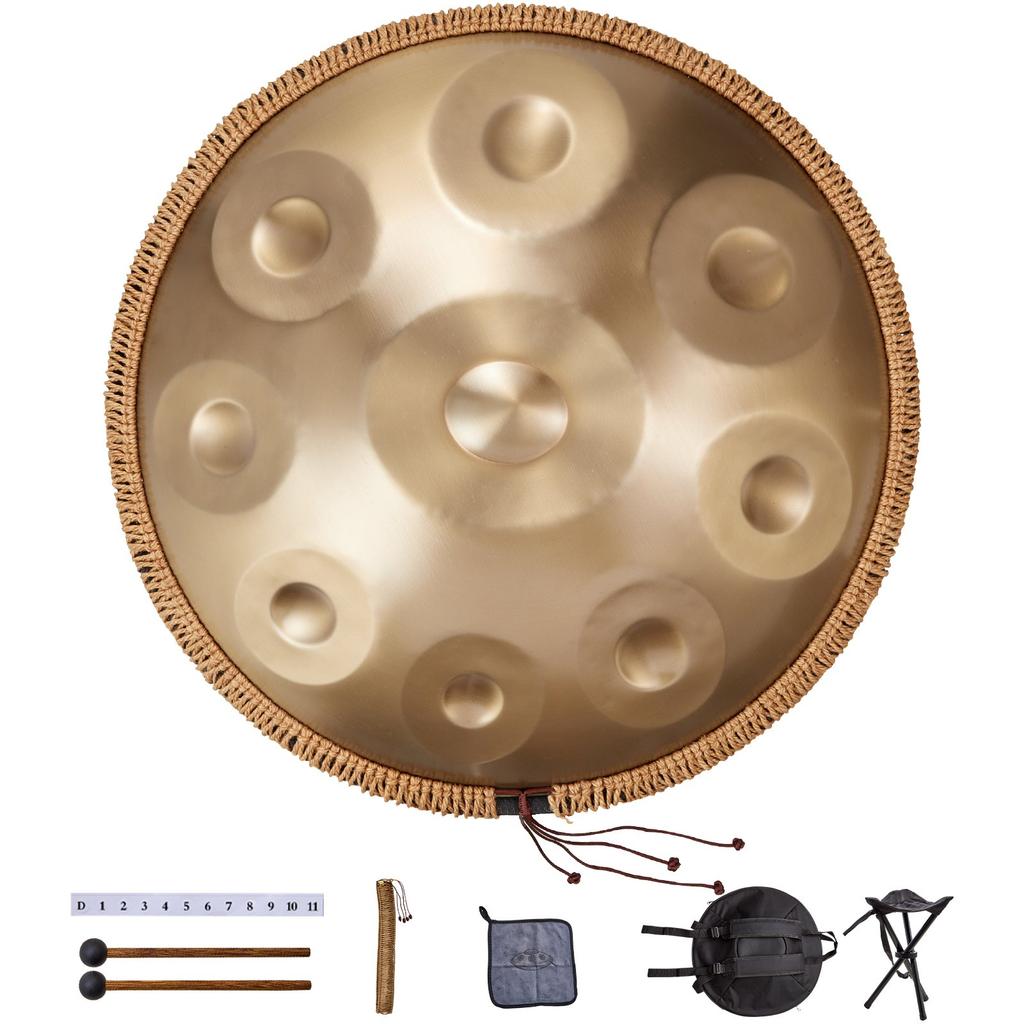 VEVOR Tambor Handpan 55,9 cm 9 Notas Ré Menor Tambor de Mão de Aço com Baquetas para Adulto